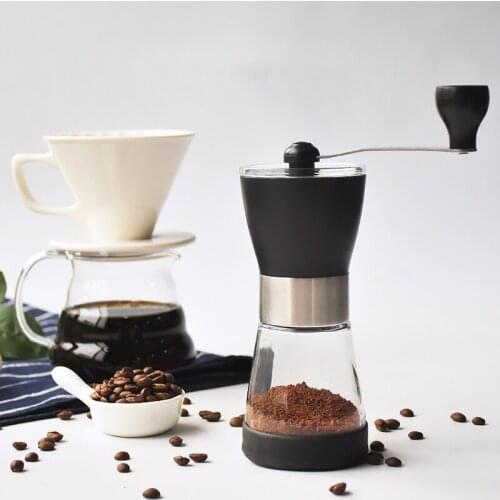 Coffee Grinder Stainless Steel Hand Manual Handmade Coffee Bean Burr Grinders Mill Kitchen Tool Grinders With Glass Sealed Jar