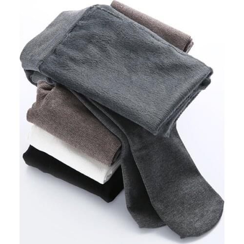 2020 New Autumn Winter Cotton Vertical Stripes Pantyhose Childrens Socks With Feet Plus Cashmere Warm Bouncy Baby Girls Socks