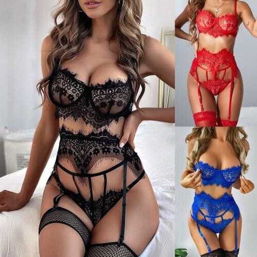 Lingerie Set New Sexy Fashion Lace Lingerie Underwear Sleepwear G-string Pajamas Garter Exotic Sets Белье Женское Erotische