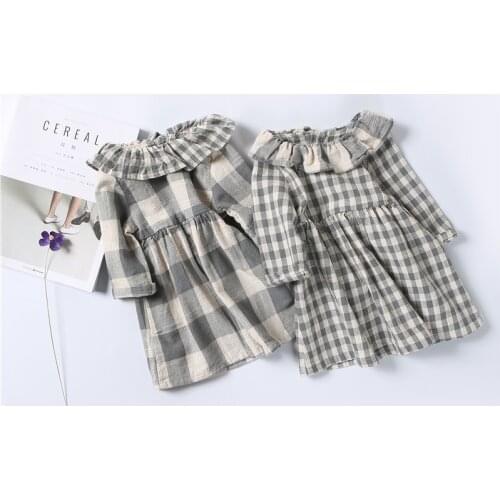Cute Infant Baby Girls Princess Long Sleeve Dress Fashion Plaid Dress Toddler Children Clothes 2017 New Autumn Brand Design