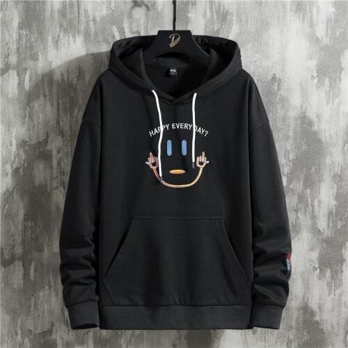 Men Street Casual Hoodies 2021 Autumn Hip Hop Harajuku Sweatshirts Male Korean Unisex Fashions Cotton Oversized Smiley Hoodie