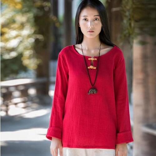 2020 New styles women clothing,long sleeve National button cotton and linen clothes& shirts,plus size cotton blouse 4XL 5XL 6XL