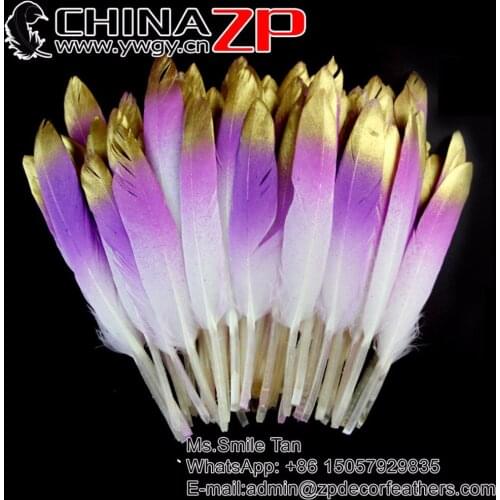 New Arrival CHINAZP Feathers 100pcs/lot Brilliant Purple with White Ombre Hand Painted Feathers Wedding Party Home Decorations