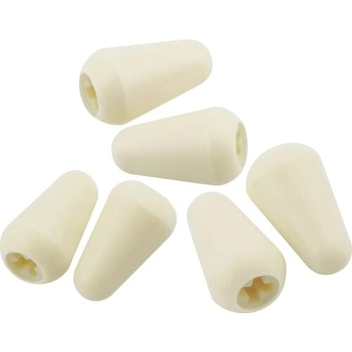 NEW 6pcs Plastic 5 Way Guitar Switch Tips Knobs Caps Buttons Beige