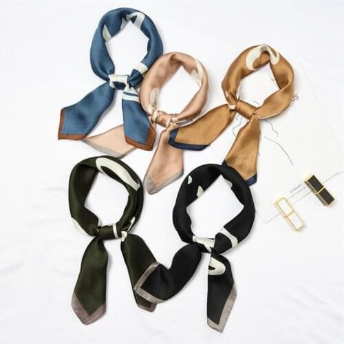 70cm New Patchwork Striped Plaid Floral Women Twill Faux Silk Print Scarf Small Square Scarves Headband Hijab Neck Tie