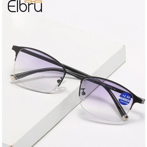 Elbru Anti Blue Ray Bifocals Reading Glasses Gradient Color Clear Lens Presbyopic Eyeglasses Men Women Eyewear Diopters 1.0 3.5