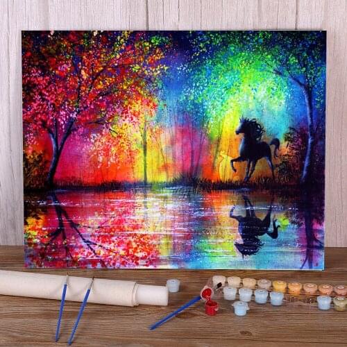 Natural Scenery Rainbow Stallion DIY Paint By Numbers Set Oil Paints 50*70 Painting On Canvas Decorative Handicraft