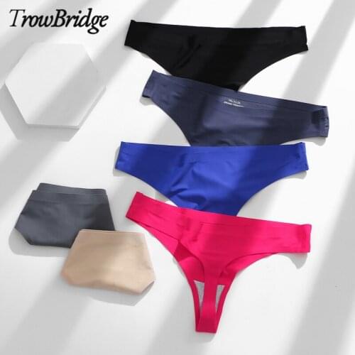 TrowBridge Sexy Womens Thongs Ice Silk Panties Sports Breathable Underwear Girls Lingerie Intimate G-Strings Comfort Underpants