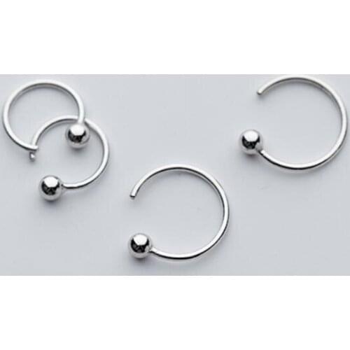 925 Sterling Silver Ball Simple Ear Jacket Hook Earrings For Women Men Jewelry A1108