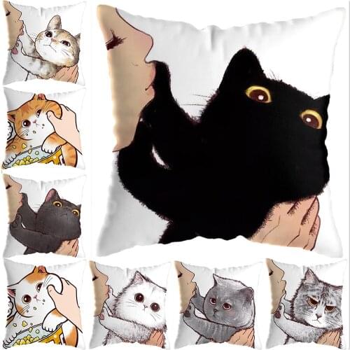 Funny Love Kiss Cute Cat Pillows for Sofa Home Car Cushion Pillow With Fillings Decor Cartoon Short Plush Pillow Room Decor