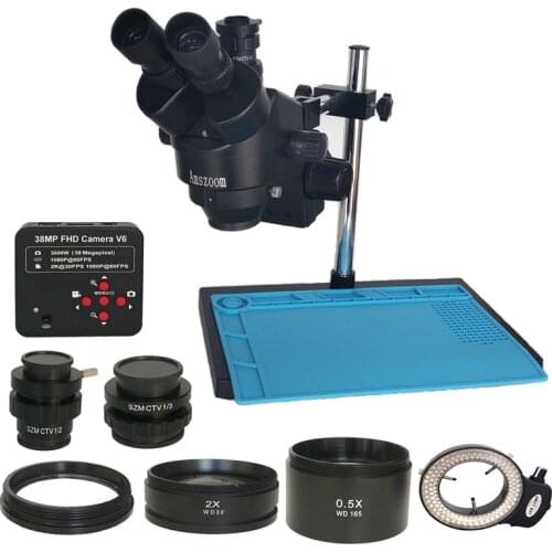 3.5X-90X Trinocular Stereo Microscope 38MP HDMI Digital USB Video Microscopio Camera Led Lights Jewelry PCB Surgery Repair Tools
