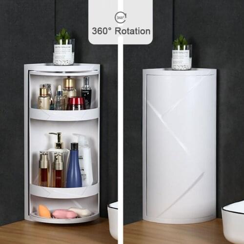 Creative bathroom corner shelf kitchen bathroom rotating receiving rack washing table triangular finishing rack shelf organizer