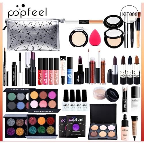 Brand ALL IN ONE makeup kit (eyeshadow, lip gloss,lipstick,makeup brushes,eyebrow,concealer)with makeup bag