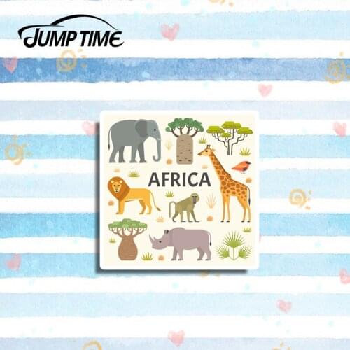 Jump Time 13cm x 13cm Cute Africa Wild Animals Decal Personality 3D Car Styling Car Sticker Vinyl Waterproof Laptop Stickers