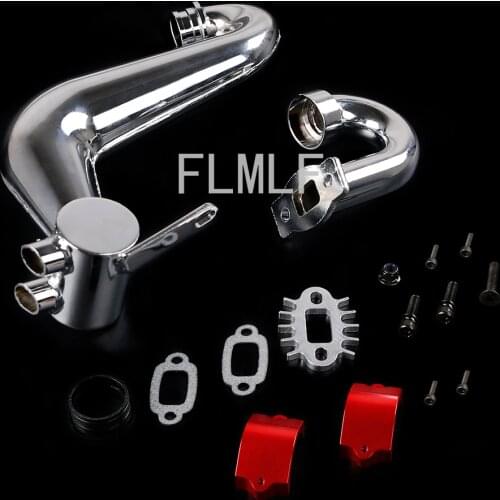 Alloy Silencer Exhaust Pipe with Metal Clamp Fit for 1/5 HPI ROVAN ROFUN KM GTB TS BAJA 5B SS