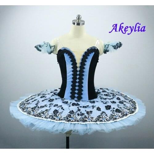 Adult Blue Professional Ballet Tutu Pancake Classical Ballet Tutus Performance Stage Competition Ballerina Stage Costumes Women