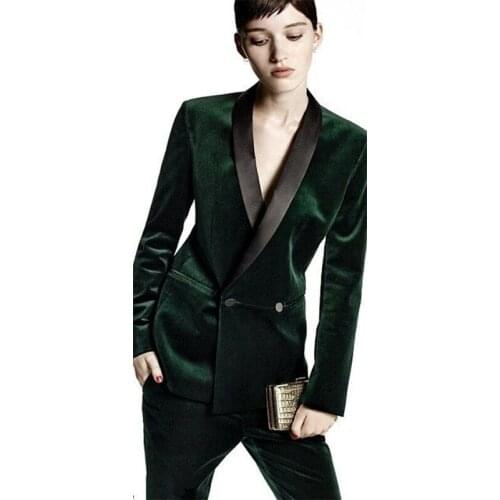 CUSTOM Dark green women business suits formal office suits work 2 piece set women tuxedo ladies office uniform trouser suit