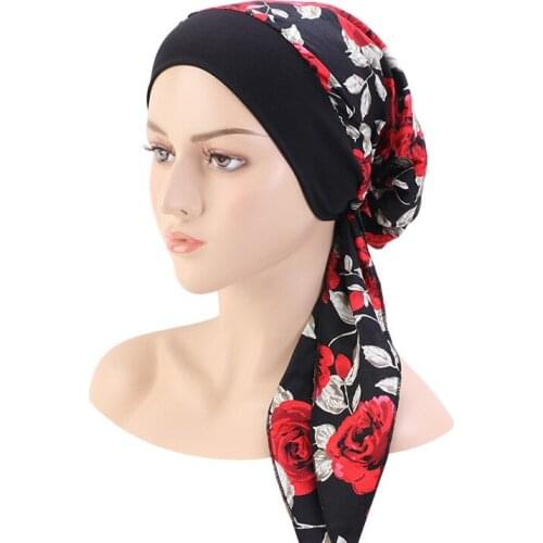 2020 Chemo Slip On Headwear Elastic Turbans for Women Long Hair Loss Headcovers Scarf Wraps Cancer Hats Beanie Skull Cover Ca p