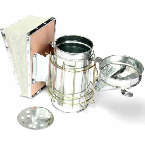 1PC Bee Hive Smoker Small Galvanized with Heat Shield Board Beekeeping Equipment New