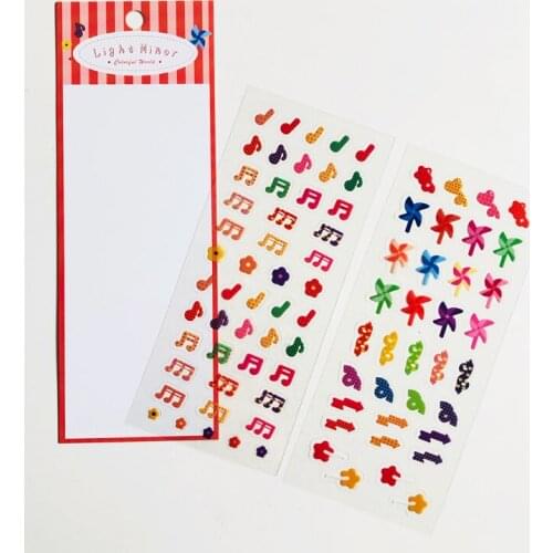 2 Sheets/Bag Light Music Notes and Windmill Decorative Stickers Diary Handbook Decoration