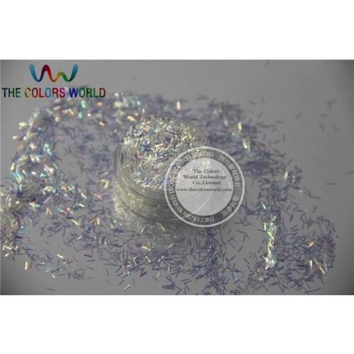 3MM size White with blue light shinning colors glitter Strip Short Bar shapes parkles for Nail Art and DIY supplies1pack=50g