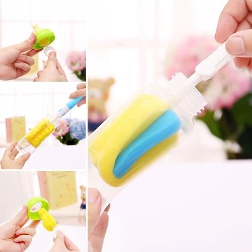 4Pcs/Set Sponge Newborn Baby Milk Bottle Pacifier Spout Tube Clean Brush Tool