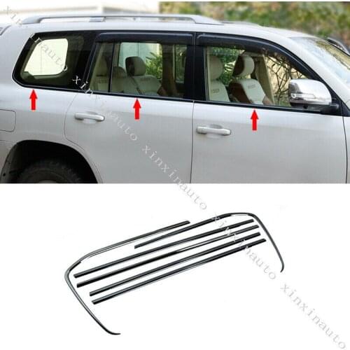 6PCS Black titanium Bottom Window Frame Sill Molding Trim Cover For Land Cruiser LC200 2008-2020 Auto accessories