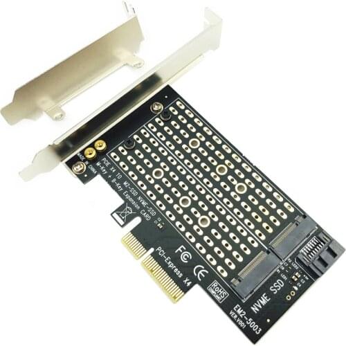 PCI Express PCIE to M2 Adapter NVME SATA M.2 SSD PCIE Adapter NVME/SATA M2 PCI E Adapter SSD M2 to SATA PCI-E Card M Key + B Key
