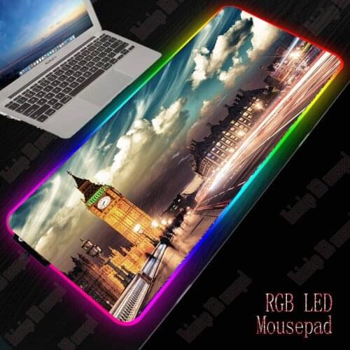 Ben Big Cities Clouds England RGB Large Gaming Mouse Pad 900x400/350X600mm LED Lighting Mousepad Gamer Computer Desk Mat Pad XXL