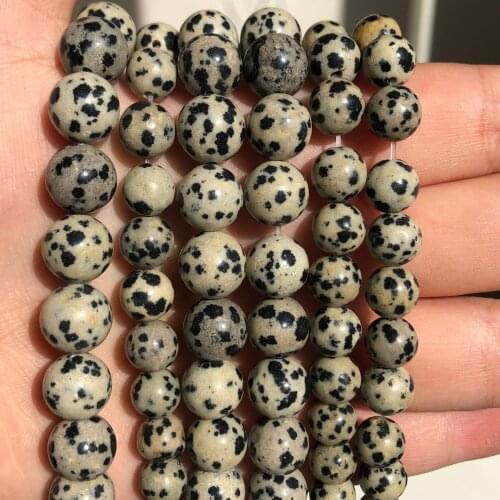 Wholesale Dalmation Jaspers Dot Stone Natural Stone Beads For Jewelry Making Diy Bracelet 4/6/8/10/12mm 15inch
