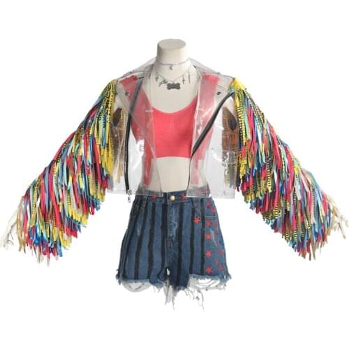 Brdwn Birds of Prey Womens Quinn Cosplay Custome Transparent Coat Suit
