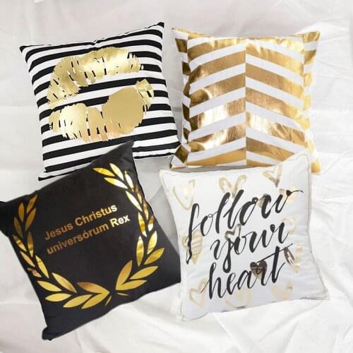 Bronzing Soft Velvet cushion covers Black White Gilding Embrace Pillow Case Sofa Automobile Embrace Cushion Set 45*45cm