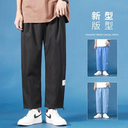 Casual Men Jogger Pant Fashion Breathable Solid color Sports Long Cargo Pants Work Trousers Men Bundle feet pants