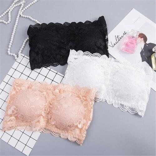 Sexy Bra Women Lace Bralet Bustier Crop Tank Bandeau Padded Bralette Strapless Chest Wraps Tube Top Lingerie Underwear