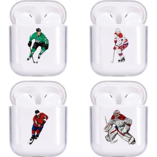 For Airpods case airpods cover Hockey Player Protective protective Hard case Transparent Earphone case For iphone Headphone case