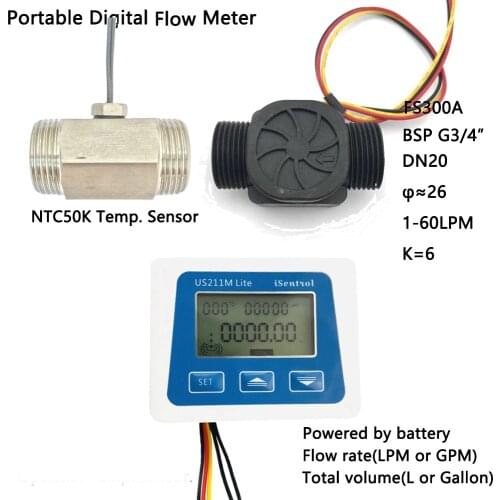 FS300A 1-60L/min 5V Digital Flow Meter US211M LiteFlow Effect Water Sensor With Temperature Sensor Isentrol Zhongjiang Sea