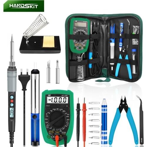 Handskit 110V 220V 60W Soldering Iron Kit with Multimeter Screwdriver Adjustable Temperature Electric Solder Iron Welding Tools
