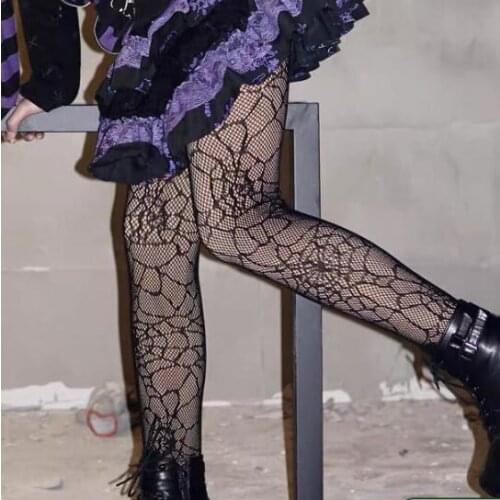 Goth pantyhose Spider web Lolita sock