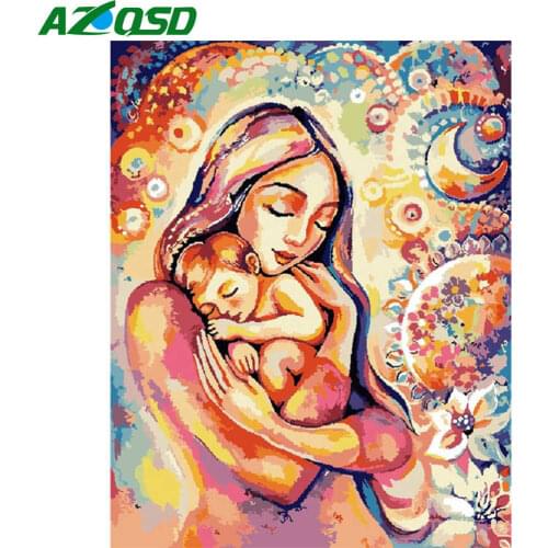 AZQSD Unframe Painting By Number Canvas Kits Mother And Kits Handmade Gift DIY Coloring By Numbers Portrait Decor For Home