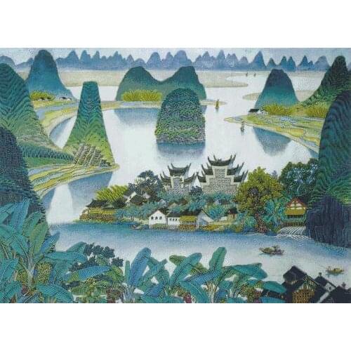River landscape Figure Scenery Top Quality Embroidery Needlework 14CT Unprinted Cross Stitch Kits DIY Art Handmade Home Decor