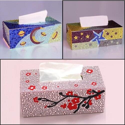 DIY plum shaped painting diamond painting tissue box storage box jewelry box diamond embroidery cross stitch home decoration