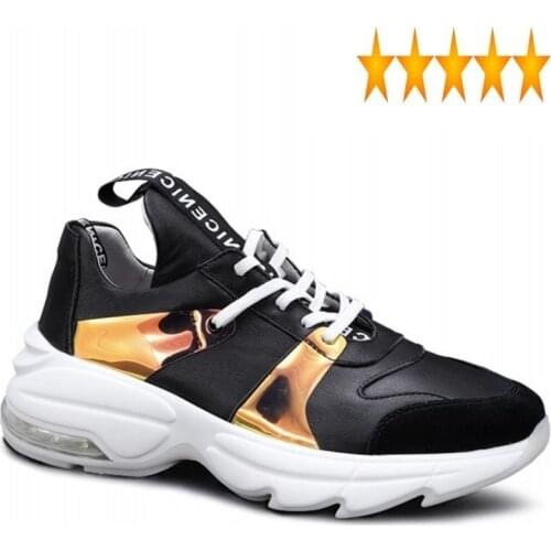 Men Luxury Autumn Casual Lace Up Height Increasing Platform Sneakers Street Genuine Leather Hip Hop Shoes White Trainers