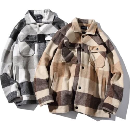 Men Jackets Autumn Winter Men Clothing New Casual Long Sleeve Coat Jacket Plaid Woolen Mens Jacket