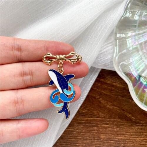 Fashion Cartoon Dolphin Pendant Enamel Brooch For Women Girls Cute Fish Lapel Badge Pins Bag Clothes Jewelry Party Gifts