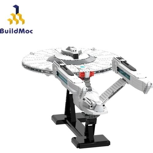BuildMoc City Space Station Starship Building Blocks MOC City Spaceship Airship Model Bricks Toys For Children