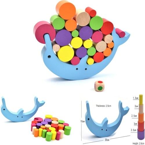 Balance Training Dolphin Building Blocks Early Education Desktop GameToys Wooden Stacking Desk Game Puzzle Toy For Children