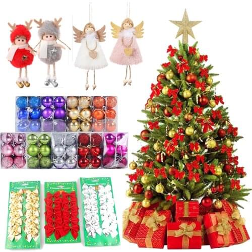 Merry christmas decorations for home bow christmas tree decoration bows christmas ball navidad noel tree topper pendant ornament