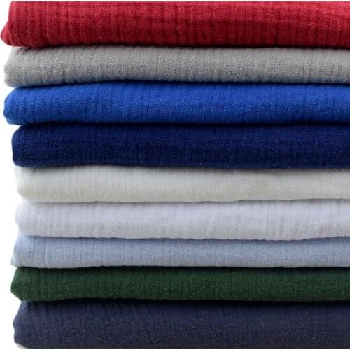 Width 53'' Double Layer Solid Pleated Cotton Linen Fabric By The Yard For Shirt Dress Pants Material