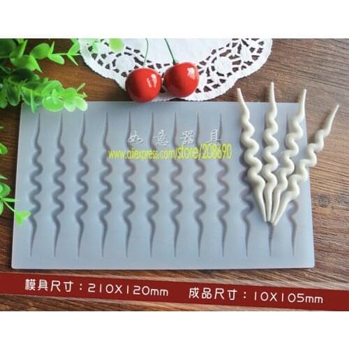 12 cavity Ripple curve shape silicon mold creative edible chocolate decorating for cupcake fondant cake tools RY-126