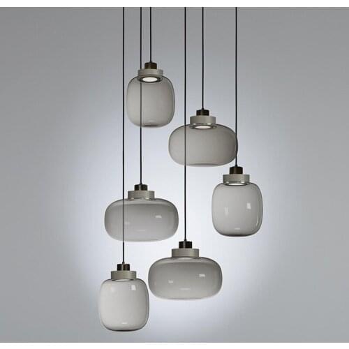 Modern Pendant Lights Smoky Gray White Glass Lampshade Loft Pendant Lamp for Dinning Room Home Decoration Glass Pendent Lighting